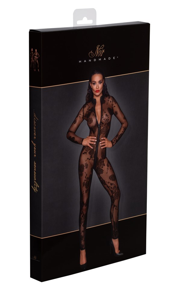 F237 Langt Jumpsuit med Blonder og 3-vejs-lynlås
