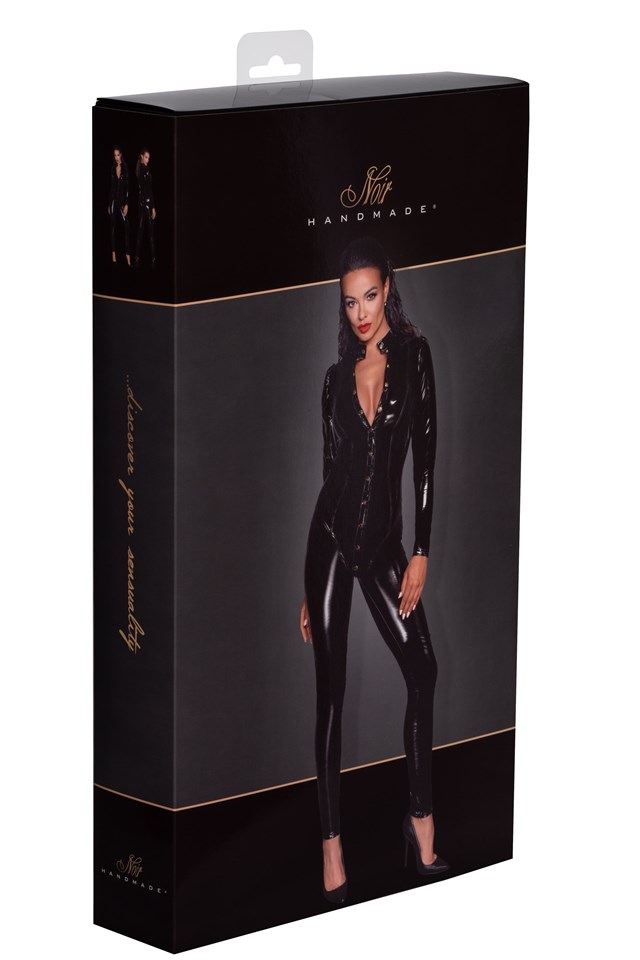 F247 PVC-Catsuit med Knapper