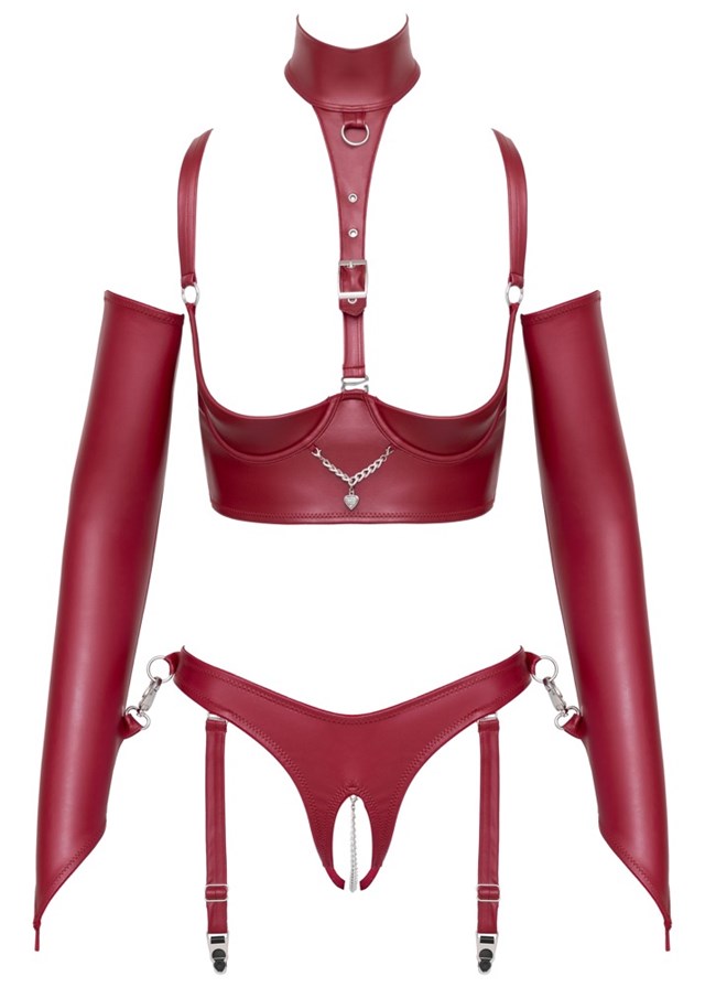 Open & Crotchless Bondage Set Red