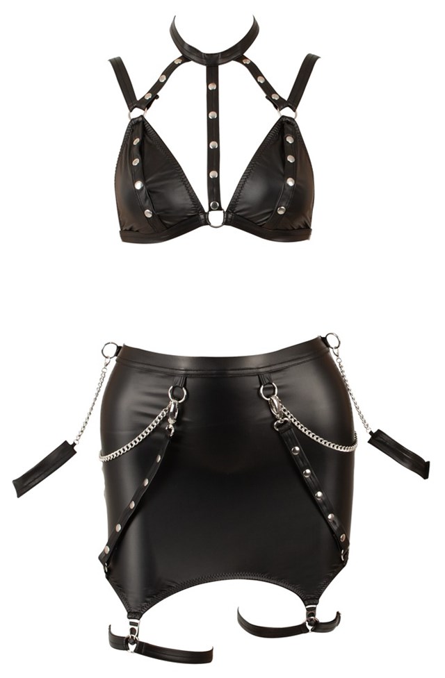 Strap Bra & Suspender Mini Skirt Set
