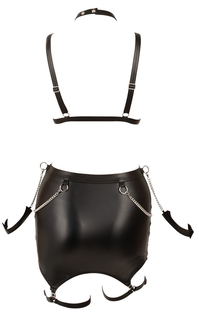 Strap Bra & Suspender Mini Skirt Set