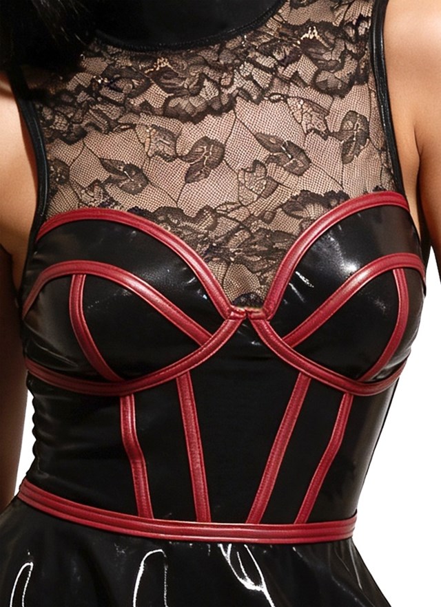 Wetlook Mini Dress Black/Red