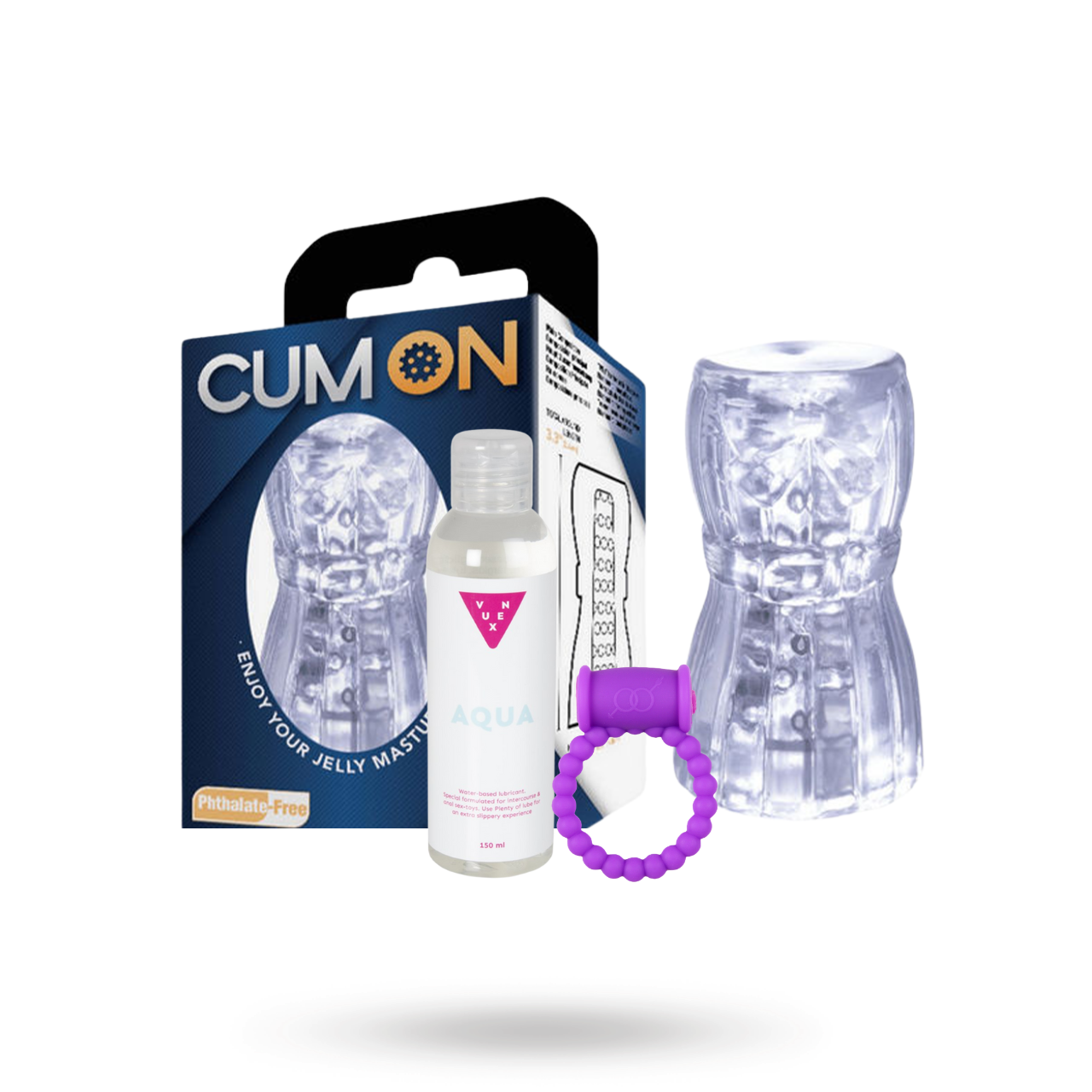 Cum On Mini Stroker, Cock Ring & Lube Kit