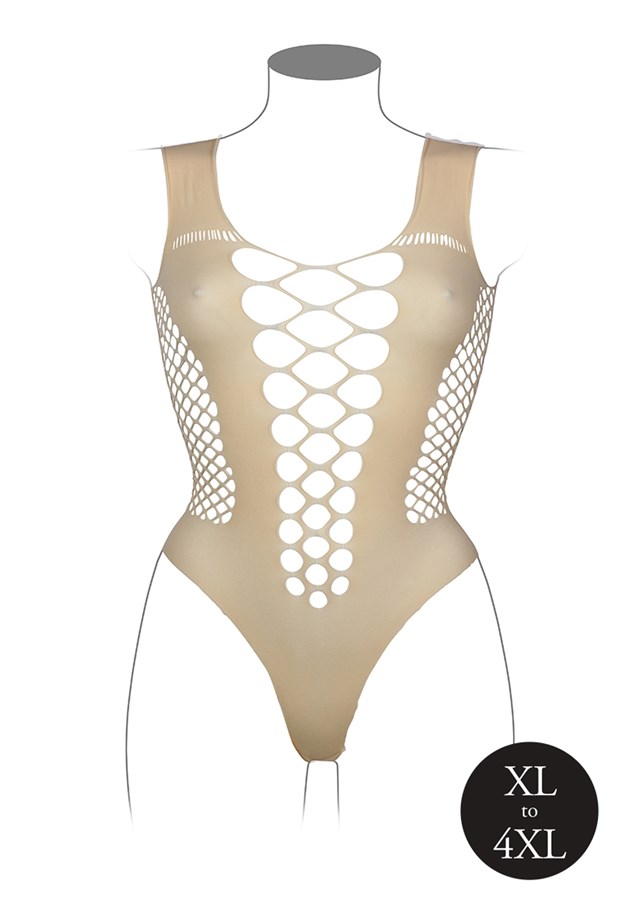 Beige Teddy V-udskæring - Plus size