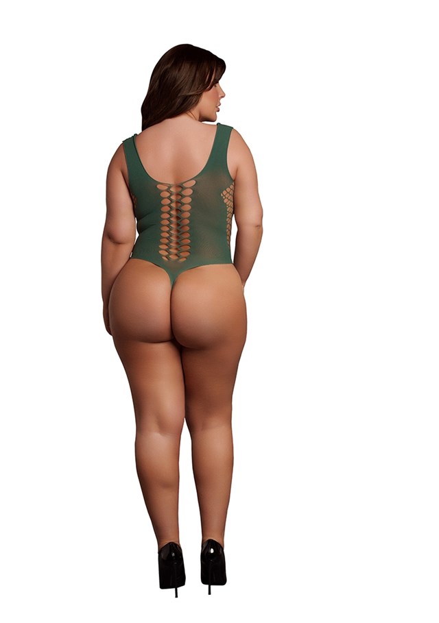 Grøn Teddy V-udskæring - Plus size