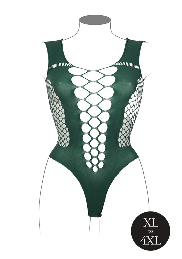 Grøn Teddy V-udskæring - Plus size