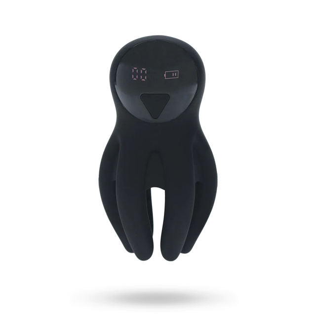 Digital Vibrating Penis Head Stimulator with Tentacles - Black