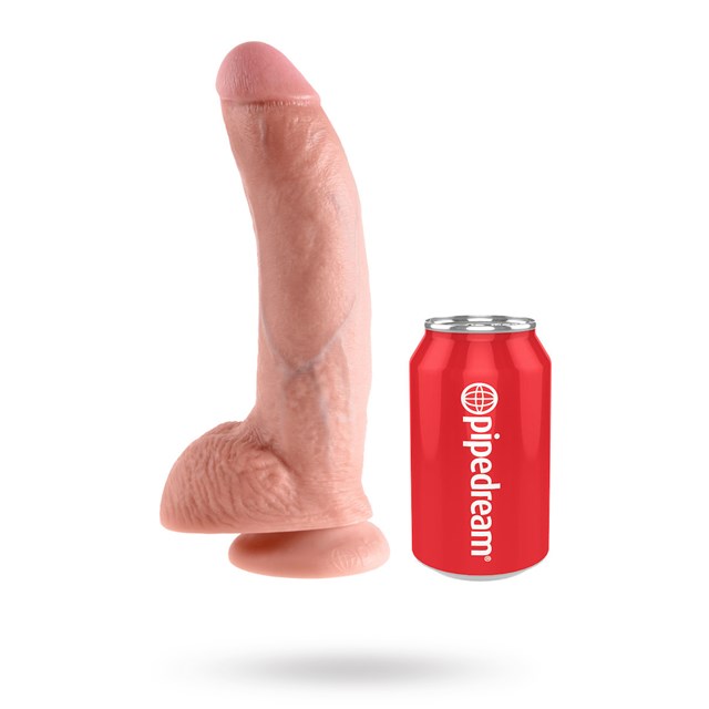 Dildo med pung 26 cm - Lys Hudfarve