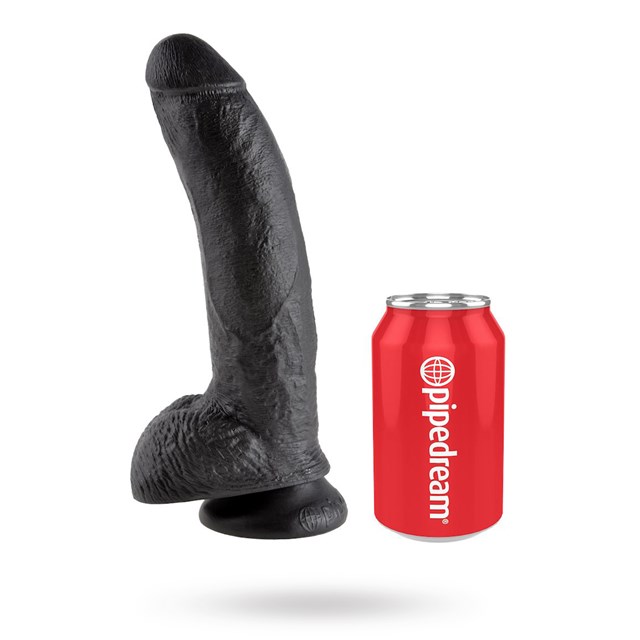 Dildo med Pung 26 cm - Sort
