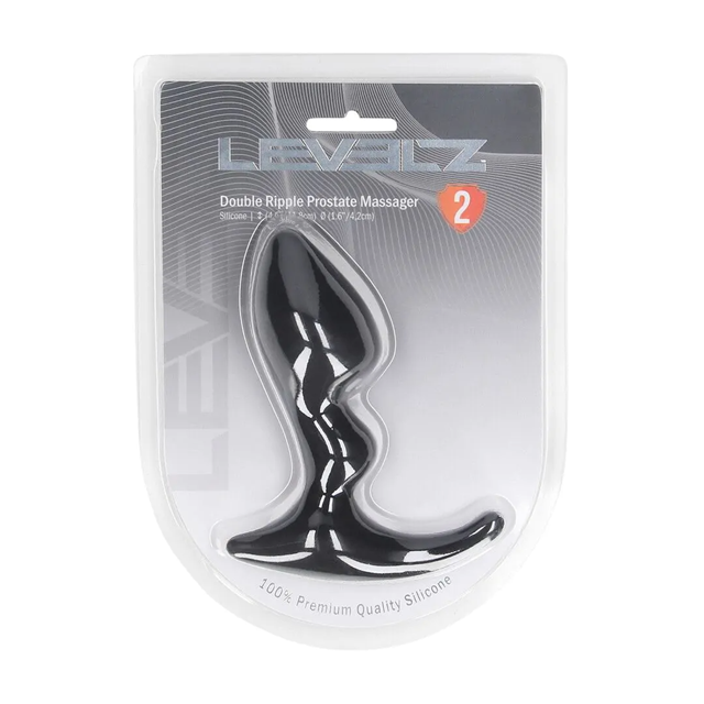 Double Ripple Silicone Prostate Massager - Black