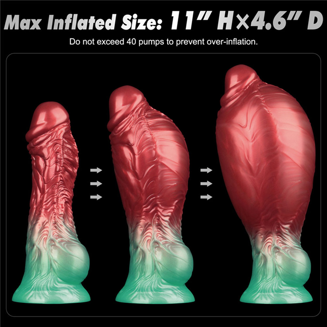 Dual Density Inflatable Dildo Red/Green 21 cm