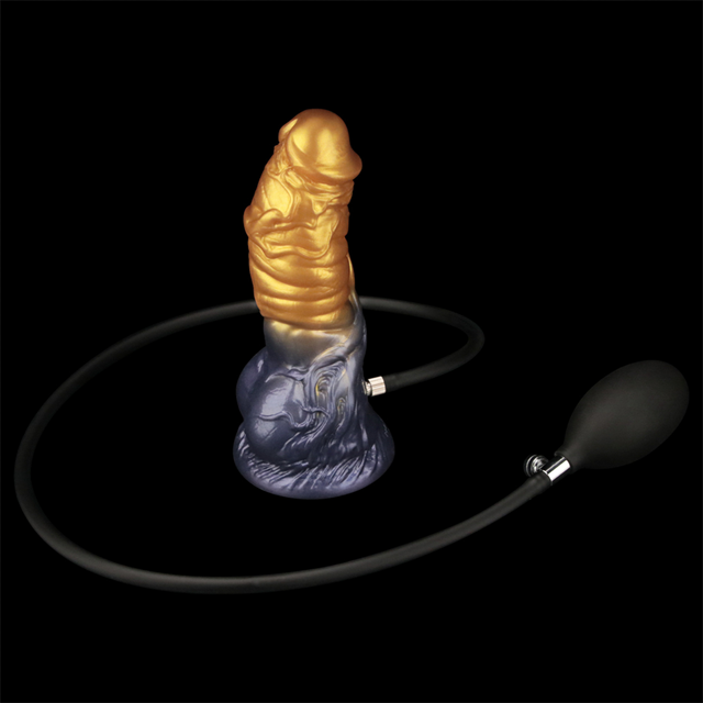 Dual Density Inflatable Dildo Yellow/Blue 19 cm