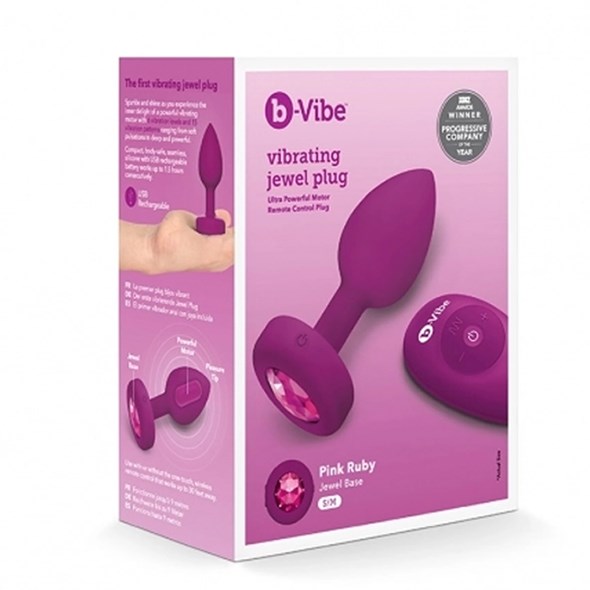 VIBRATING JEWEL PLUG M/L - PINK RUBY