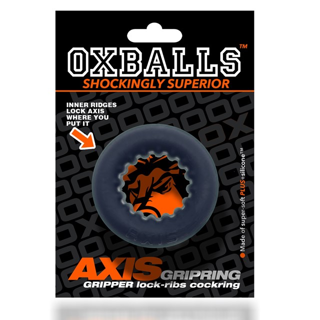 OXBALLS - AXIS RIB GRIPHOLD COCKRING BLACK ICE