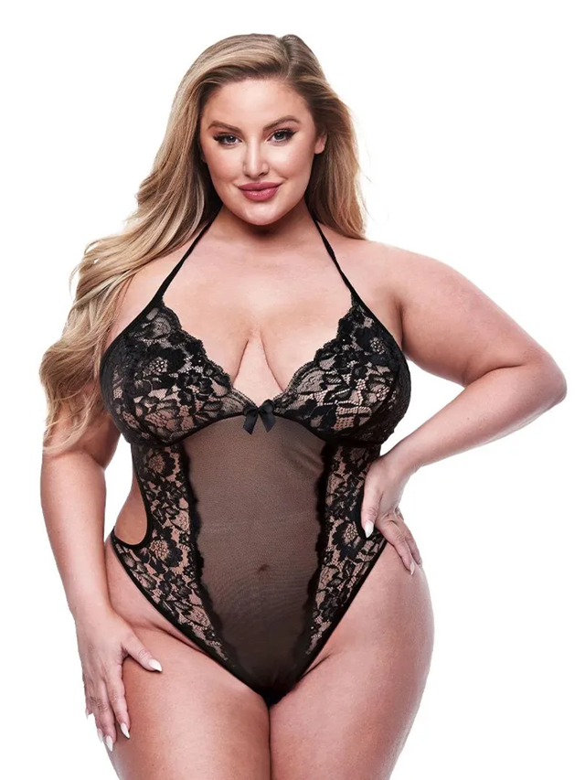 Eco Lace & Mesh Teddy Black Queen Size