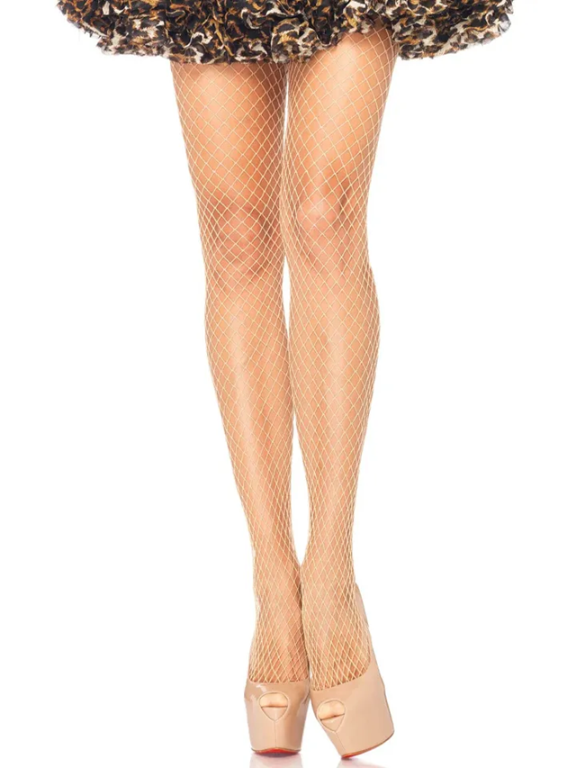 Elastane Industrial Fishnet Pantyhose Nude