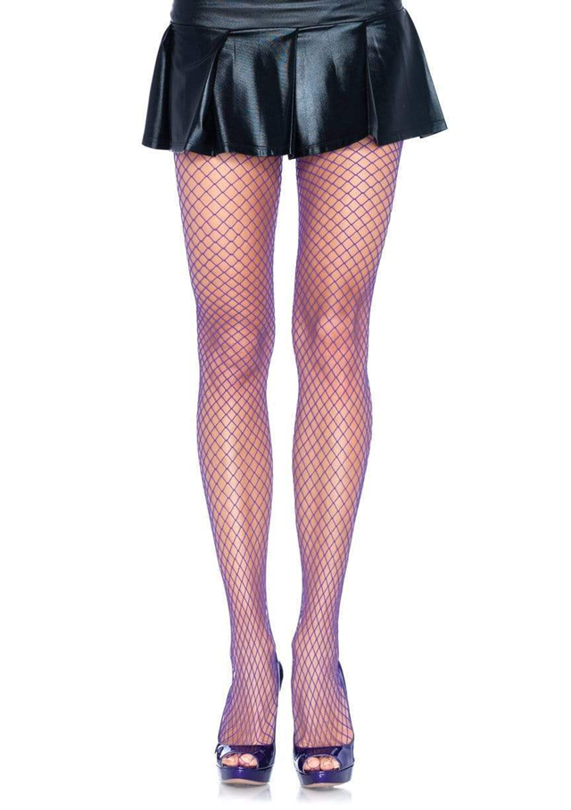 Elastane Industrial Fishnet Pantyhose Purple