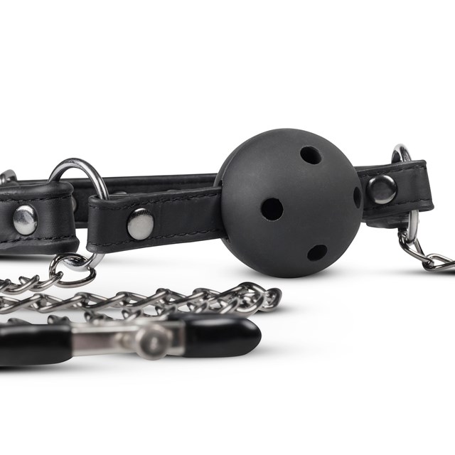 Ball Gag med Brystklemmer