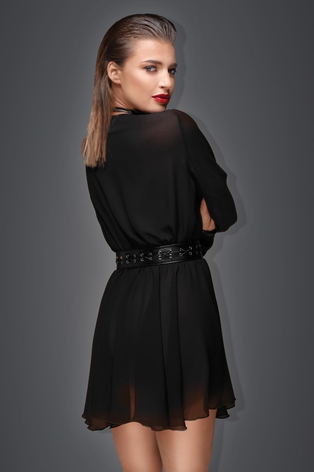 Noir Chiffon Mini Dress