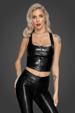 F275 Snake Wetlook Top Med Lynlås