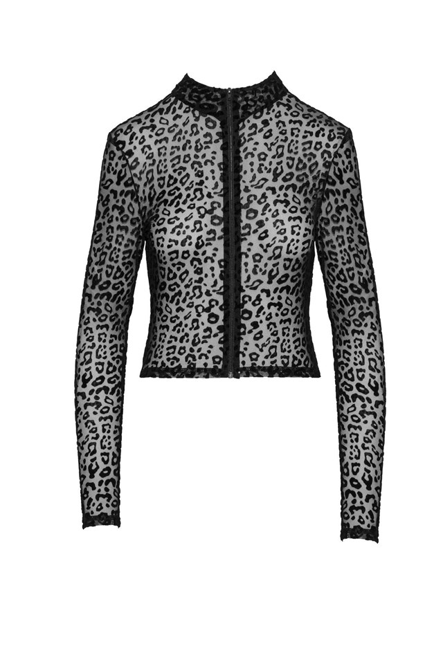 F289 Langærmet Top med Leopardprint