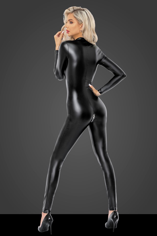 F293 Catsuit i Powerwetlook med Lynlås