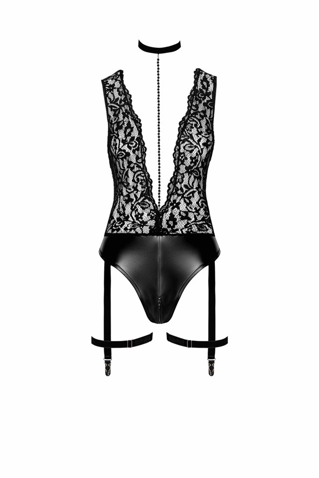 F297 Libido Bodysuit med Choker, Perlekæde & Strømpebånd