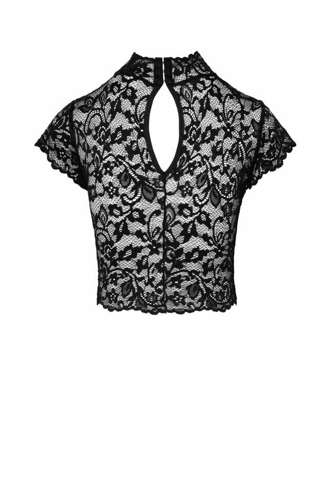 F303 Essence lace top with high collar