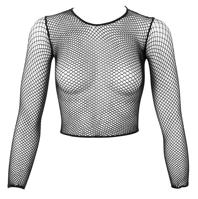 Net shirt with sleeves Black