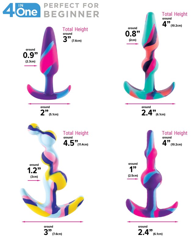 Colorful Silicone Butt Plug Training Set