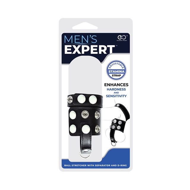 MENS EXPERT - BALL STRETCHER WITH SEPARATOR & D-RING – Sort
