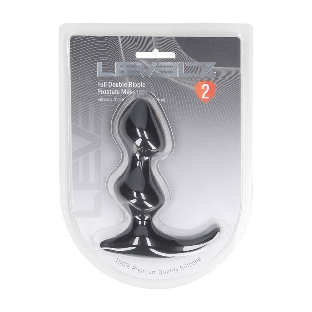 Full Double Ripple Silicone Prostate Massager - Black