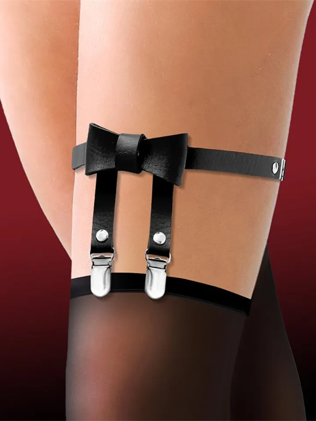 Garter With Bow Tie Vegan Leather 1-pack