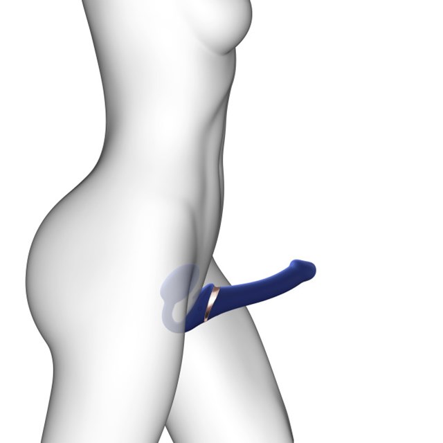 MULTI ORGASM BENDABLE STRAP-ON - L - NIGHT BLUE