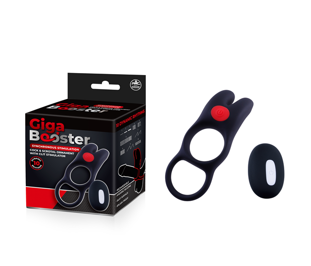 Giga Booster - Cock & Scrotal Ring With Clit Stimulator & RC