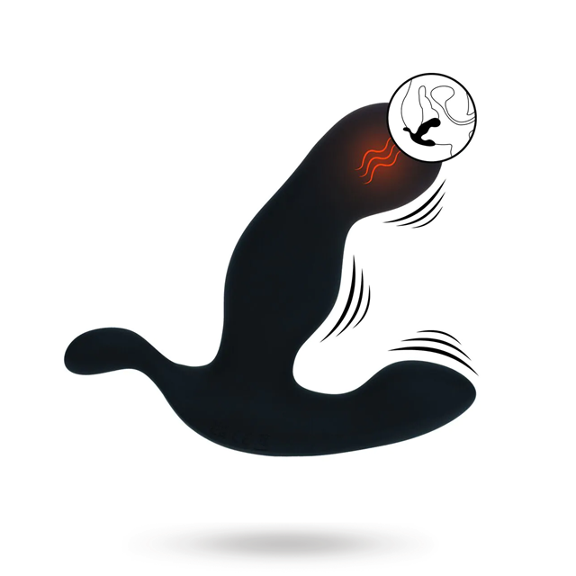 Heating and Vibrating Silicone Prostate Stimulator - Black