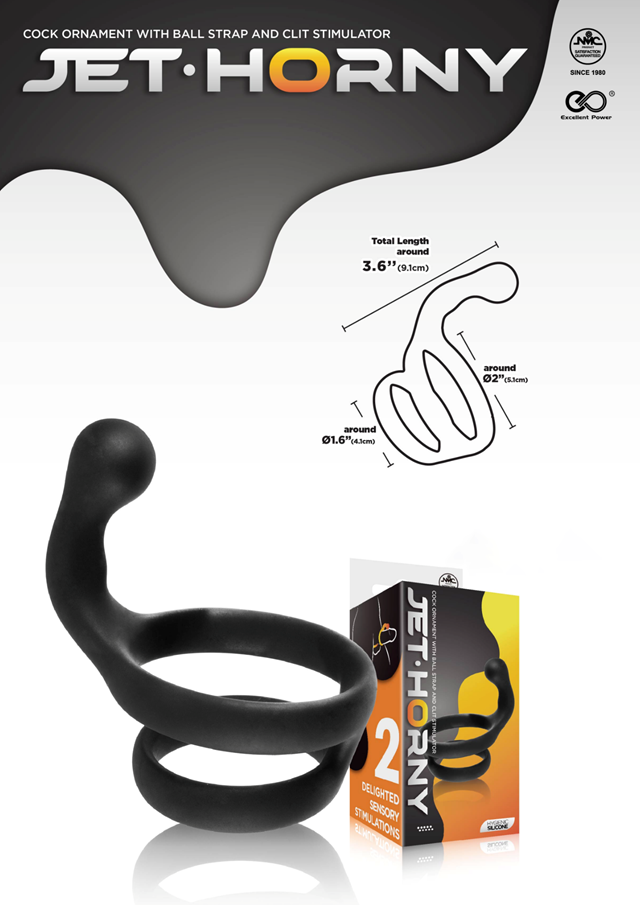 JET Horny Cock Ring With Ball Strap & Clit Stimulator