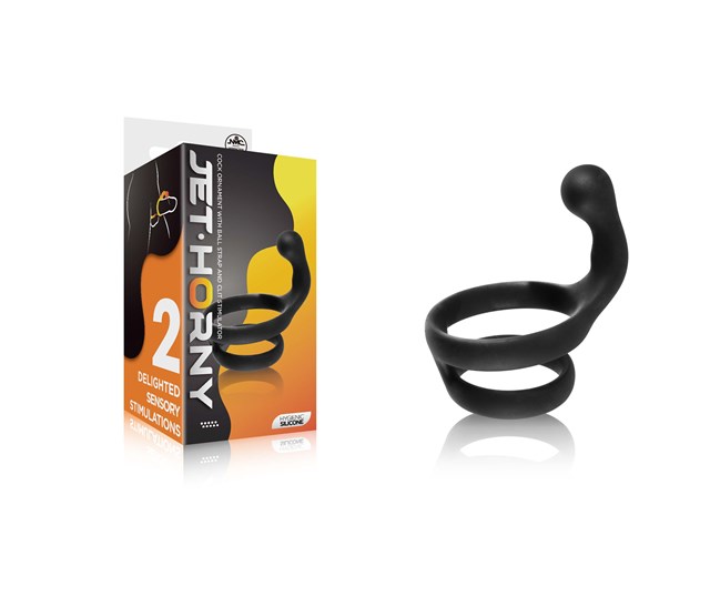 JET Horny Cock Ring With Ball Strap & Clit Stimulator