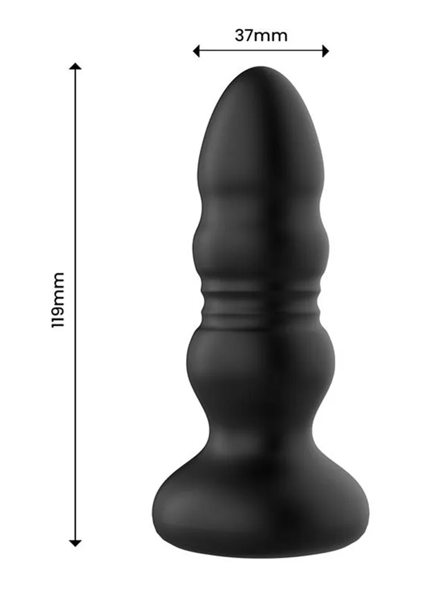 Krax Butt Plug With Vibration, Thrusting & Led Light