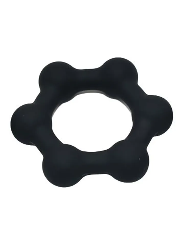 KSB Silicone Cockring With 6 Steel Balls Medium