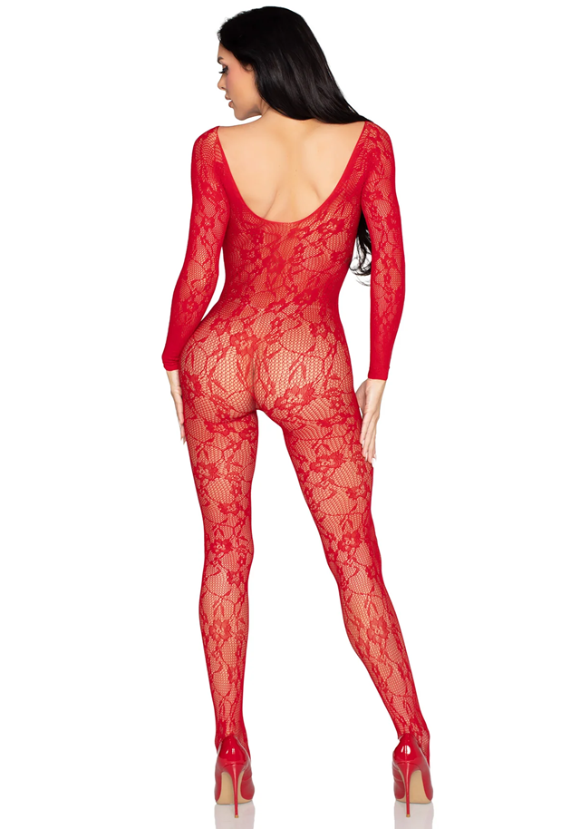 Lace Lingerie Bodystocking Red
