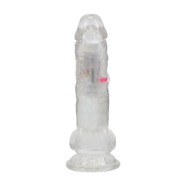 LED Vibrating Straight Cock with Balls 18 cm - Transparent
