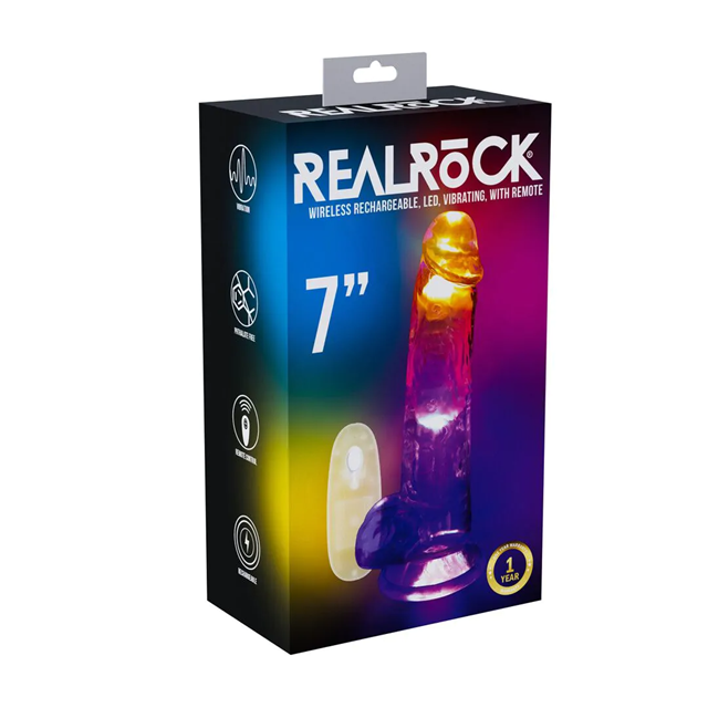 LED Vibrating Straight Cock with Balls 18 cm - Transparent