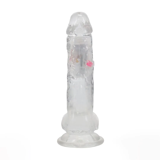 LED Vibrating Straight Cock with Balls 20 cm - Transparent
