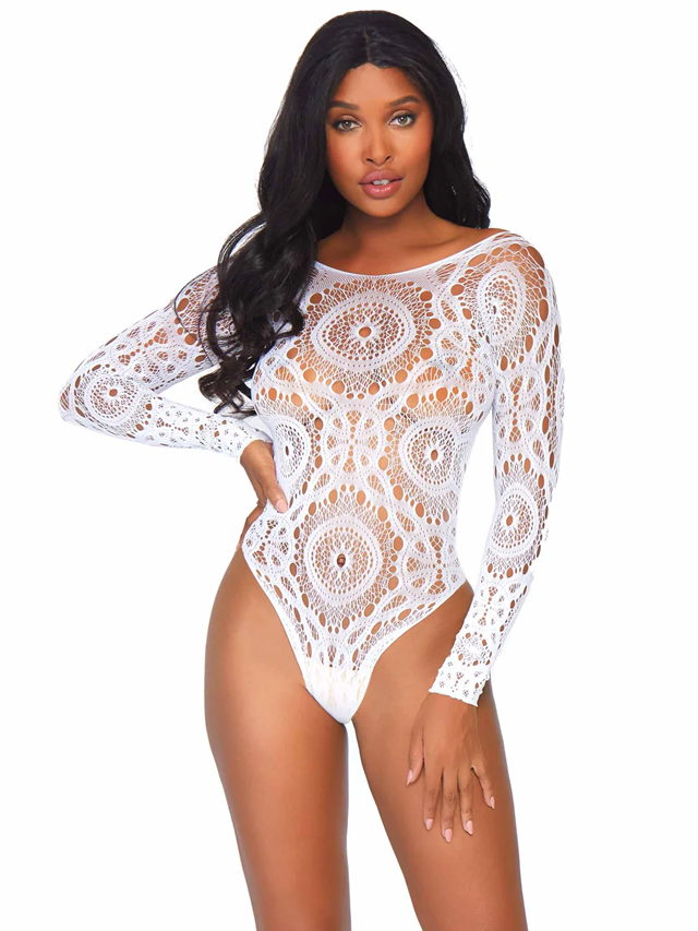 Crochet Lace Snap Crotch Teddy