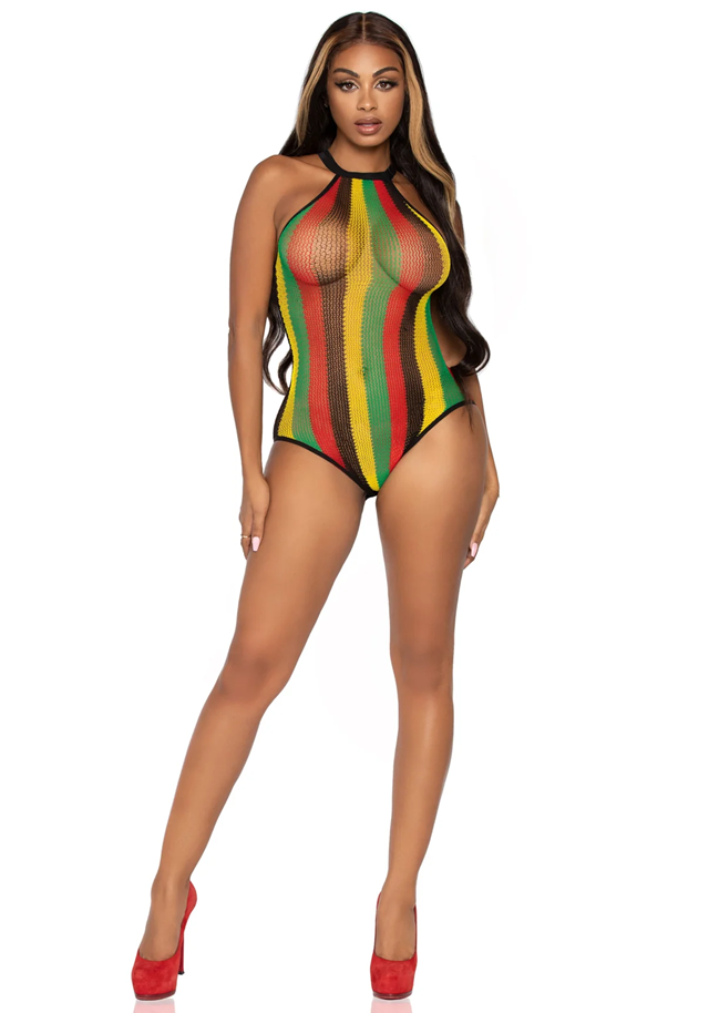 Rasta Bodysuit With Snap Crotch