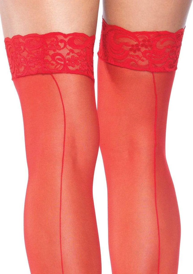 Sheer Backseam Stockings Red