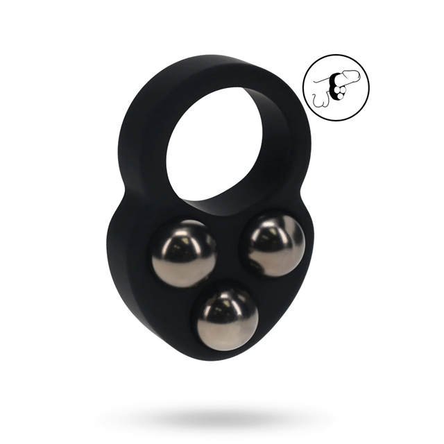 Liquid Silicone Triple Weighted Ball Cockring - Black