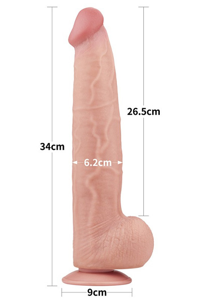 Dual Layer Sliding Skin Dildo 34 cm