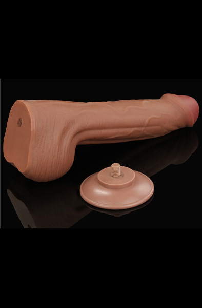 Sliding Skin Dual Layer Dildo Brown 29 cm